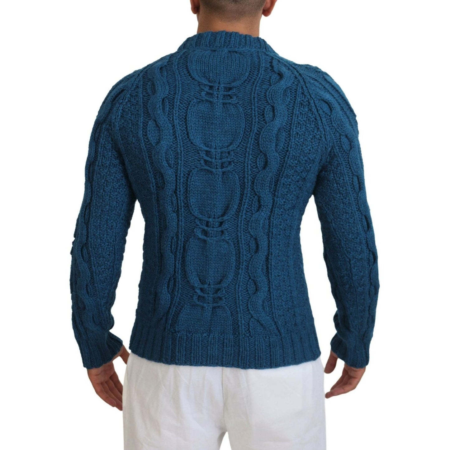 Dolce & Gabbana Blue Knitted Wool Alpaca Pullover Sweater