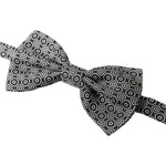 Dolce & Gabbana Black White Pattern Adjustable Neck Papillon Bow Tie FT3781