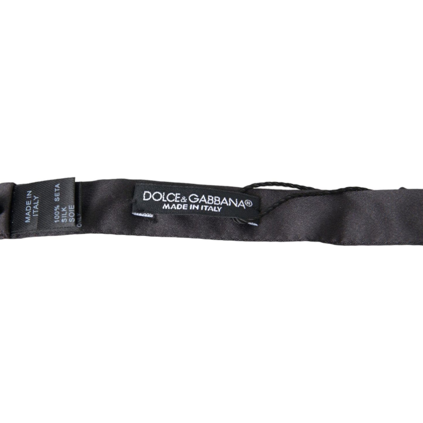 Dolce & Gabbana Dark Gray Silk Adjustable Neck Men Papillon Bow Tie FT3816