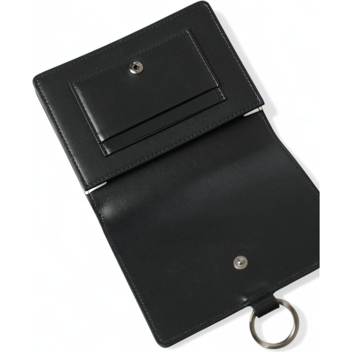 Dolce & Gabbana Black Leather Crystal Embellished Card Holder Wallet BAG1285