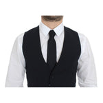 Dolce & Gabbana Elegant Blue Wool Dress Vest Dolce & Gabbana Light Gray