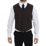 Dolce & Gabbana Elegant Brown Cotton Blend Dress Vest Dolce & Gabbana Black