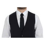 Dolce & Gabbana Elegant Blue Cotton Stretch Dress Vest Dolce & Gabbana Black