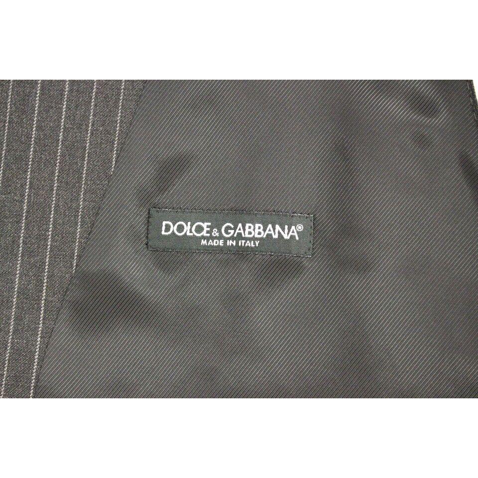 Dolce & Gabbana Gray Striped Wool Single Breasted Vest GSS12012-1