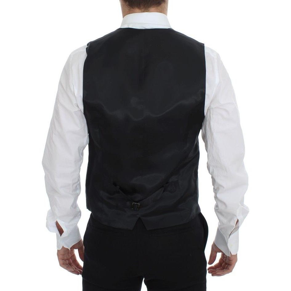 Dolce & Gabbana Gray Striped Wool Single Breasted Vest GSS12012-1