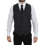 Dolce & Gabbana Gray Striped Wool Single Breasted Vest GSS12012-1