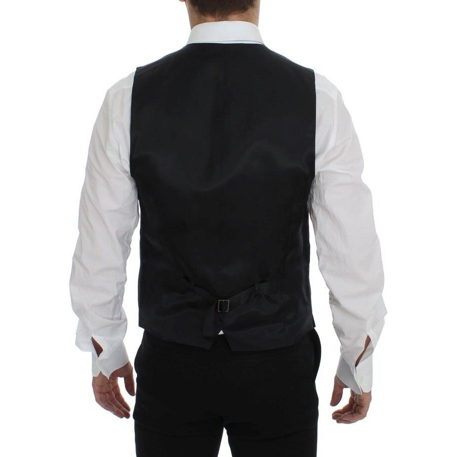 Dolce & Gabbana Gray Striped Wool Logo Vest Gilet Weste GSS12015-1