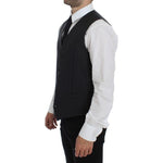 Dolce & Gabbana Gray Striped Wool Logo Vest Gilet Weste GSS12015-1