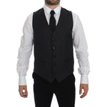 Dolce & Gabbana Gray Striped Wool Logo Vest Gilet Weste GSS12015-1