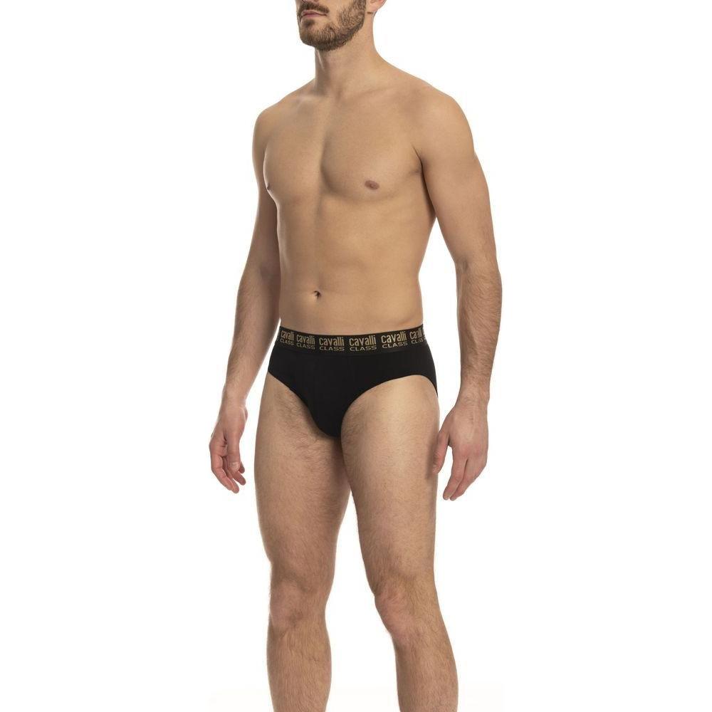 Cavalli Class Black Cotton Men's Briefs Pair