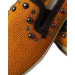 Dolce & Gabbana Exclusive Orange Canvas Loafers with Studs Dolce & Gabbana Saddle Brown
