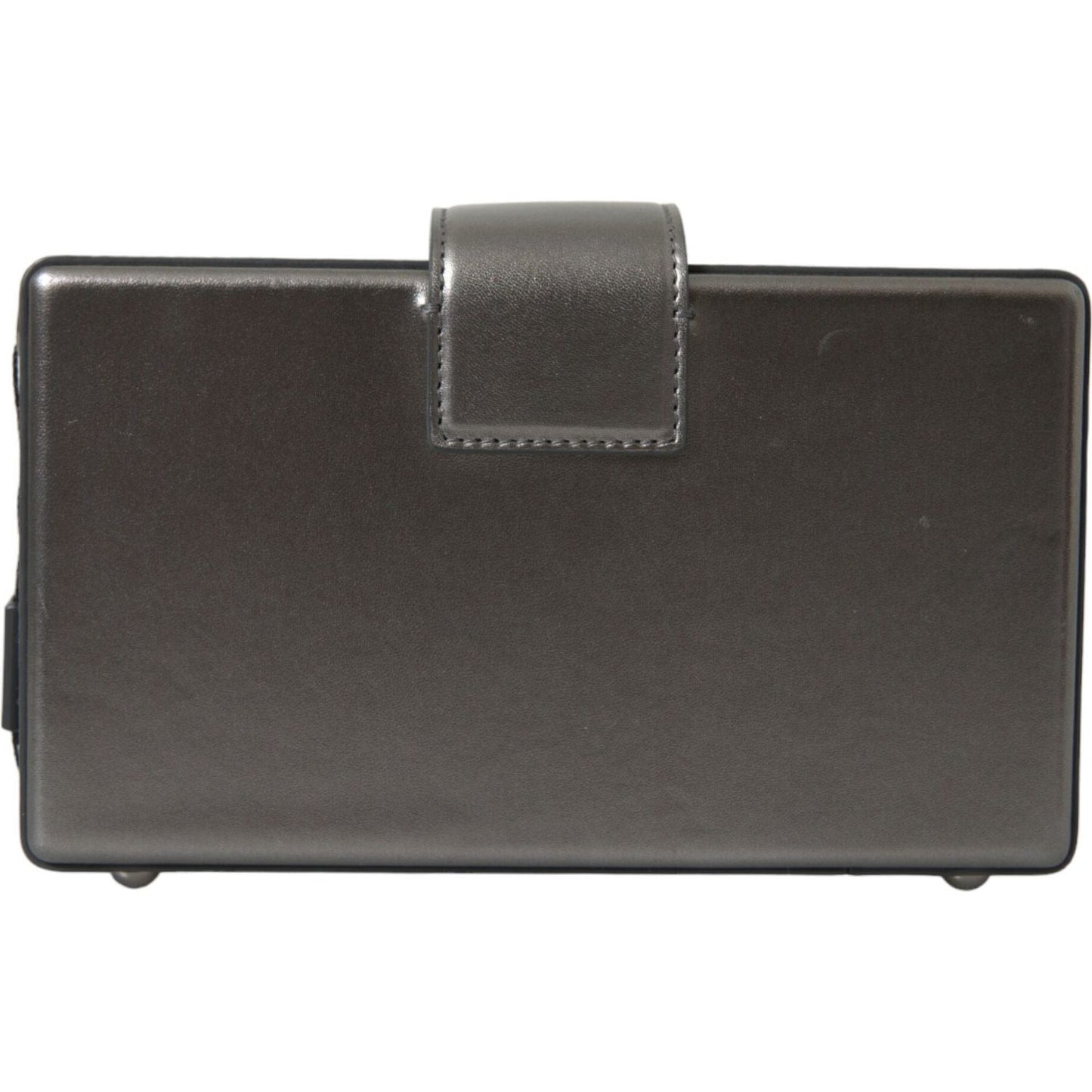 Dolce & Gabbana Metallic Gray Calfskin Leather DG BOX Shoulder Bag BAG1135
