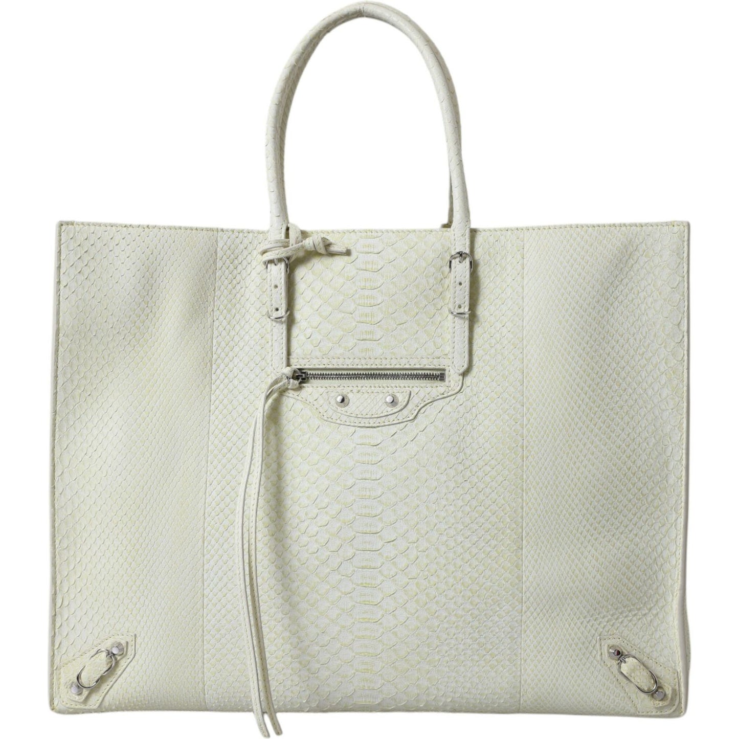 Balenciaga White Yellow Exotic Skin Leather Shopping Tote PAPIER Bag BAG1180
