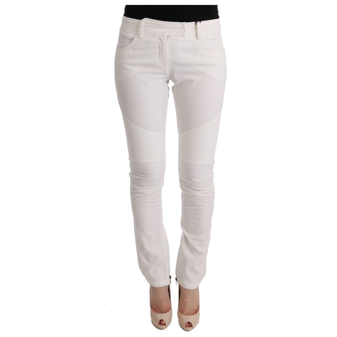 Ermanno Scervino White Cotton Slim Fit Casual Pants