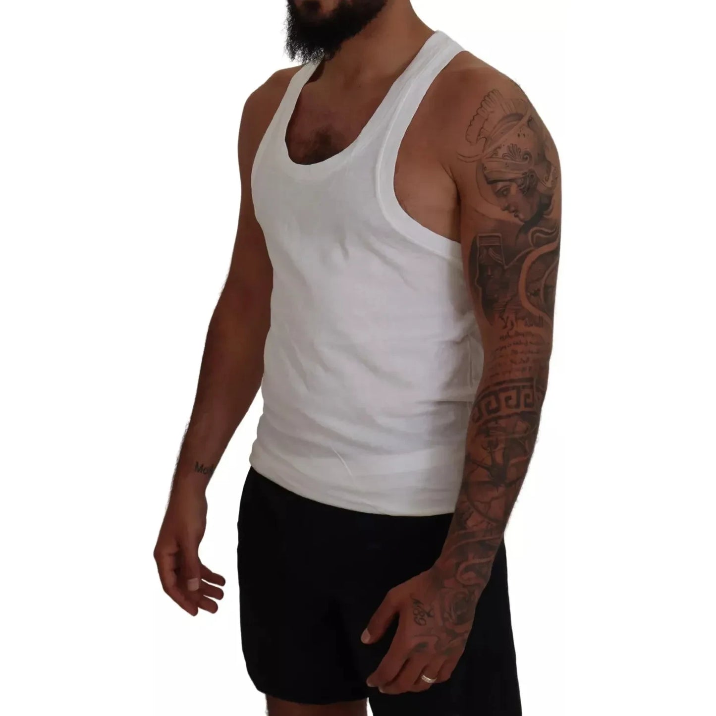 Dsquared² White Cotton Linen Sleeveless Tank T-shirt TSH83211-46