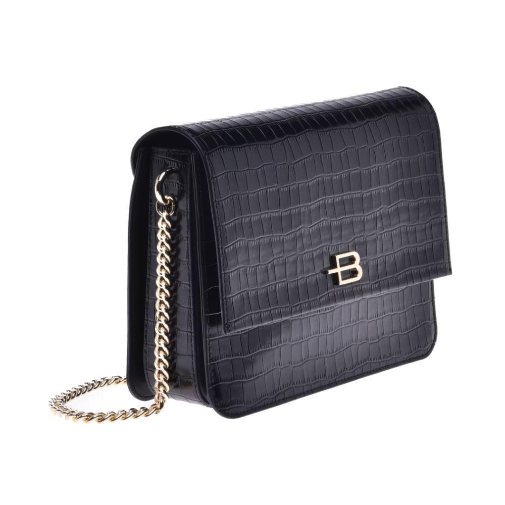 Baldinini Trend Black Calfskin Women Crossbody Bag BA-12243