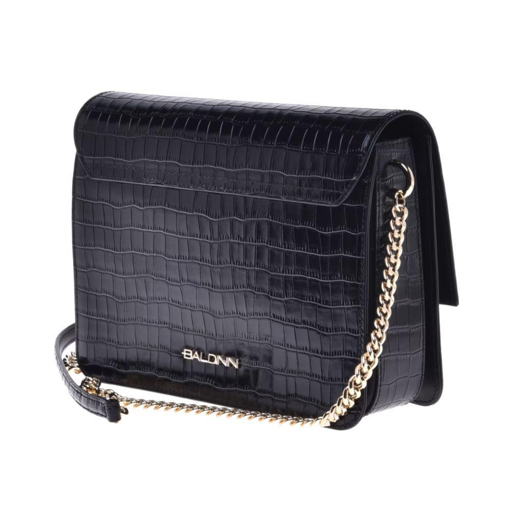 Baldinini Trend Black Calfskin Women Crossbody Bag BA-12243
