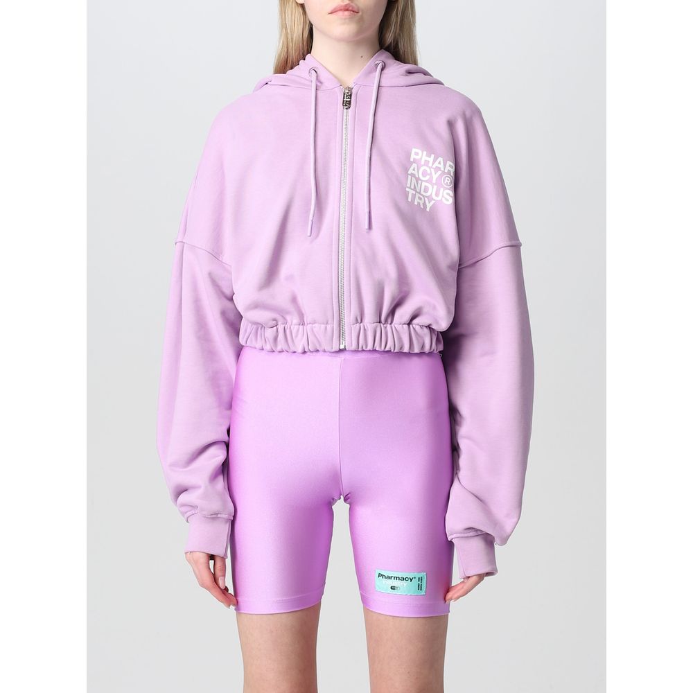 Pharmacy Industry "Purple Cotton Women Sweater With Zip Closure" Pharmacy Industry Light Gray