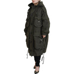 Dsquared² Green Hooded Full Zip Long Parka Coat Jacket Dsquared² Dark Slate Gray