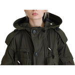 Dsquared² Green Hooded Full Zip Long Parka Coat Jacket Dsquared² Dark Slate Gray
