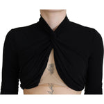 Dsquared² Black Cut Out Viscose Cropped Long Sleeves Top Dsquared² Rosy Brown