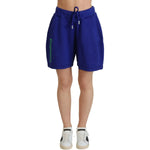 Dsquared² Blue Logo Cotton High Waist Sweatshorts Shorts Dsquared² Midnight Blue