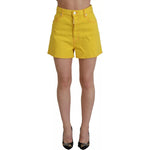 Dsquared² Yellow Cotton High Waist Baggy Women Hotpants Shorts Dsquared² Dark Khaki