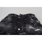 Dsquared² Black Checkered High Waist A-line Denim Mini Skirt Dsquared² Light Gray