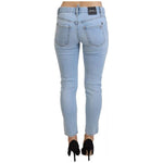 Dsquared² Blue Tattered Mid Waist Cropped Twiggy Denim Jeans Dsquared² Dark Gray