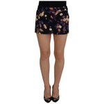Dsquared² Black Floral Embroidery Mid Waist A-line Mini Skirt Dsquared² Dim Gray