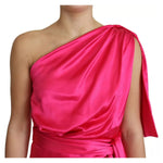 Dolce & Gabbana Fuchsia Fitted Cut One Shoulder Midi Dress Dolce & Gabbana Maroon