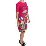 Dolce & Gabbana Pink Italia Forever Crystal Sheath Dress Dolce & Gabbana Maroon