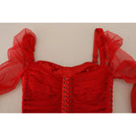 Dolce & Gabbana Red Mesh Trim Bodycon Sheath Midi Dress DR28904#2-40