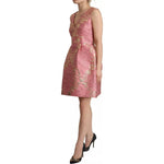Dolce & Gabbana Sundress Pink Floral Jacquard Sleeveless Mini Dress Dolce & Gabbana Rosy Brown