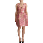 Dolce & Gabbana Sundress Pink Floral Jacquard Sleeveless Mini Dress Dolce & Gabbana Rosy Brown