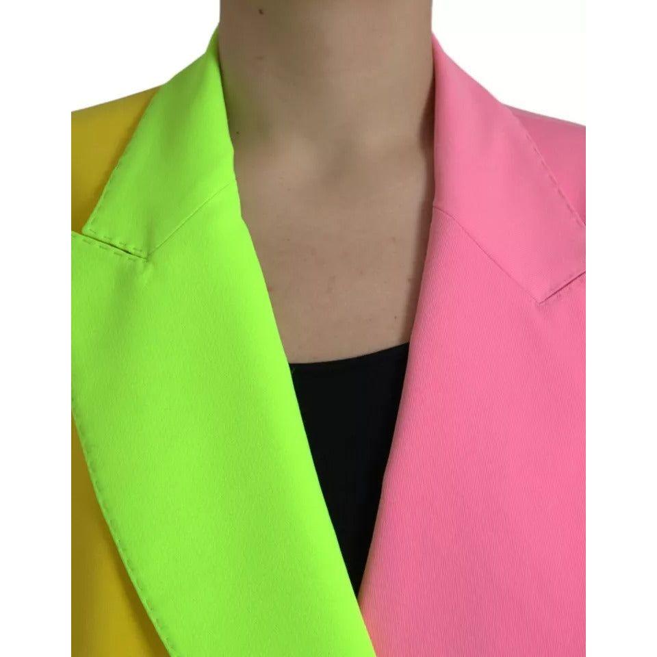 Dolce & Gabbana Multicolor Patchwork Peak Lapel Coat Jacket JKT4052-40