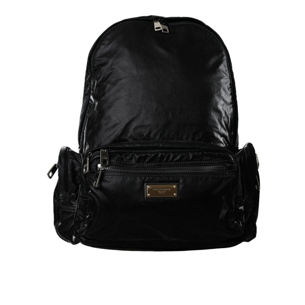 Dolce & Gabbana Black Patent Leather Logo Plaque Backpack Bag BAG1433