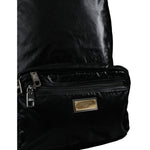 Dolce & Gabbana Black Patent Leather Logo Plaque Backpack Bag BAG1433