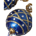Dolce & Gabbana Gold Brass Blue Dangle Christmas Ball Crystal Clip On Earrings Earrings Dolce & Gabbana Dark Slate Gray