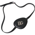 Dolce & Gabbana Black Calfskin Leather Metal DG Logo Eye Patch SMY10280