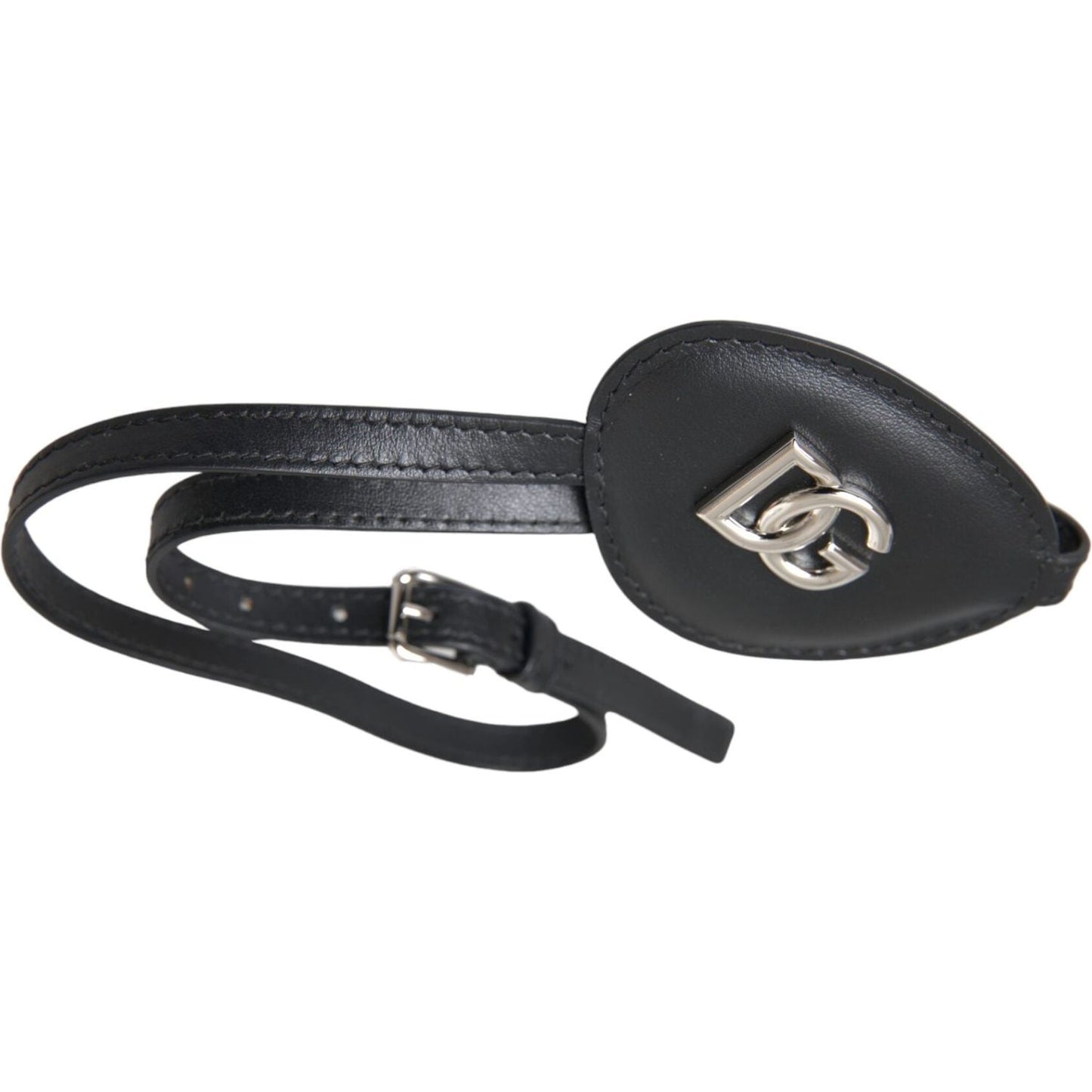 Dolce & Gabbana Black Calfskin Leather Metal DG Logo Eye Patch SMY10280