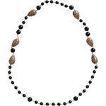 Dolce & Gabbana Gold Tone Brass Black Printed Beaded Long Chain Necklace SMY10293