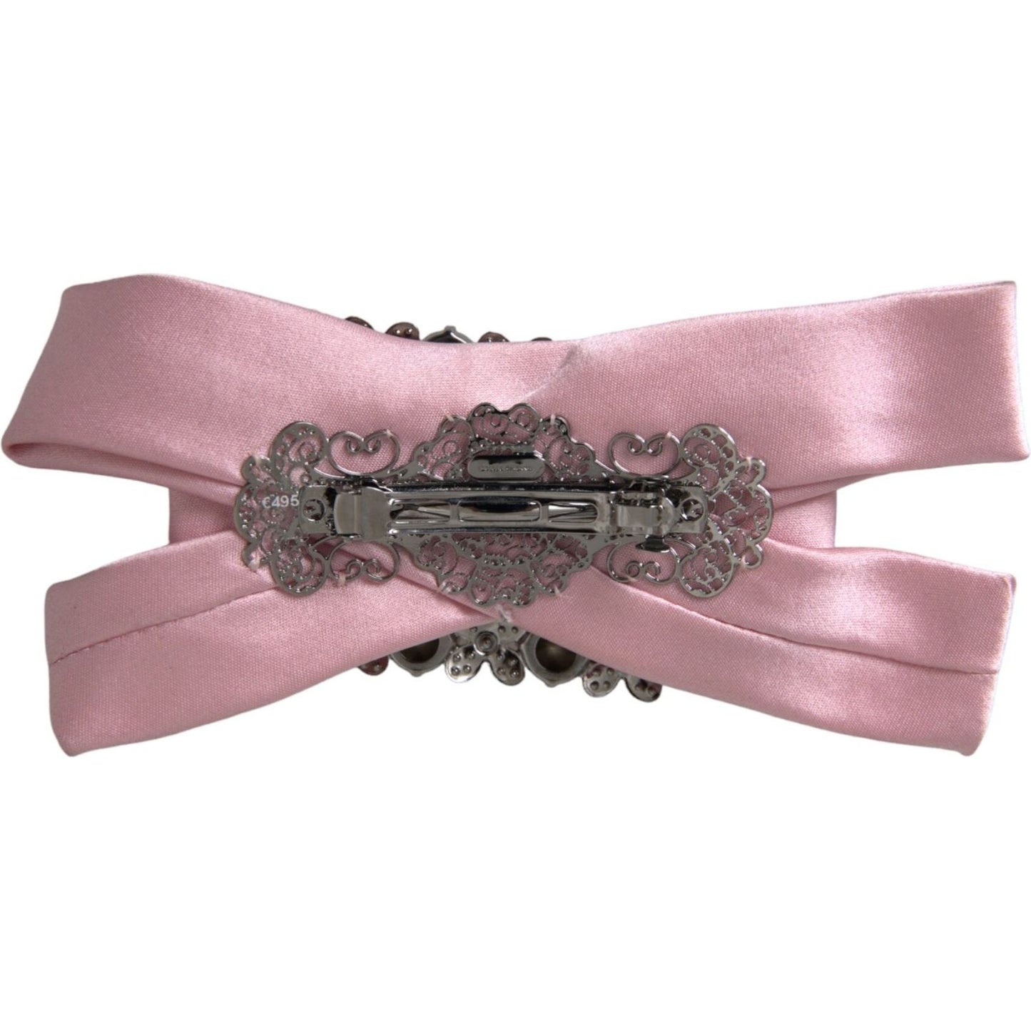 Dolce & Gabbana Pink Satin Crystal Jewelry Brooch Hair Pin SMY10228