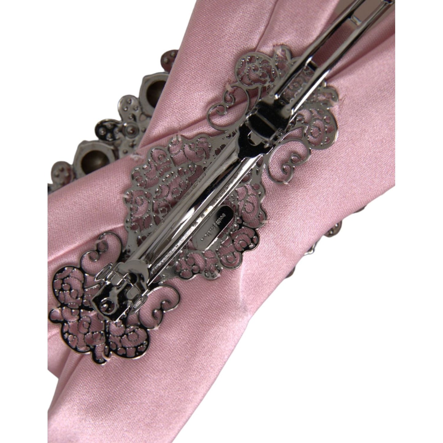 Dolce & Gabbana Pink Satin Crystal Jewelry Brooch Hair Pin SMY10228