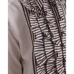 Dolce & Gabbana White Stripes Cotton Long Sleeves Ruffle Collar Top TSH852023-36