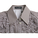 Dolce & Gabbana White Stripes Cotton Long Sleeves Ruffle Collar Top TSH852023-36