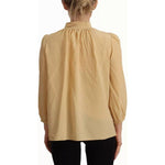 Dolce & Gabbana Mustard Ascot Collar Shirt Silk Blouse Top Dolce & Gabbana Dark Khaki