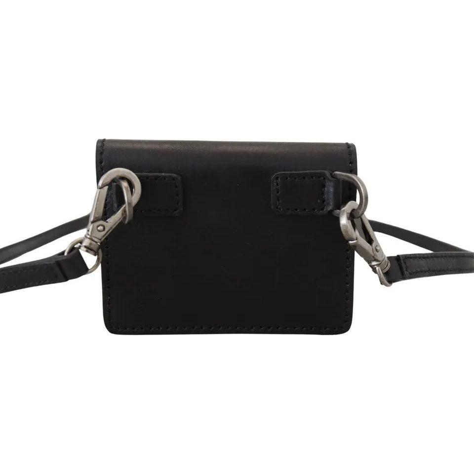 Dolce & Gabbana Black Leather Bifold Shoulder Sling Women Wallet BAG1061