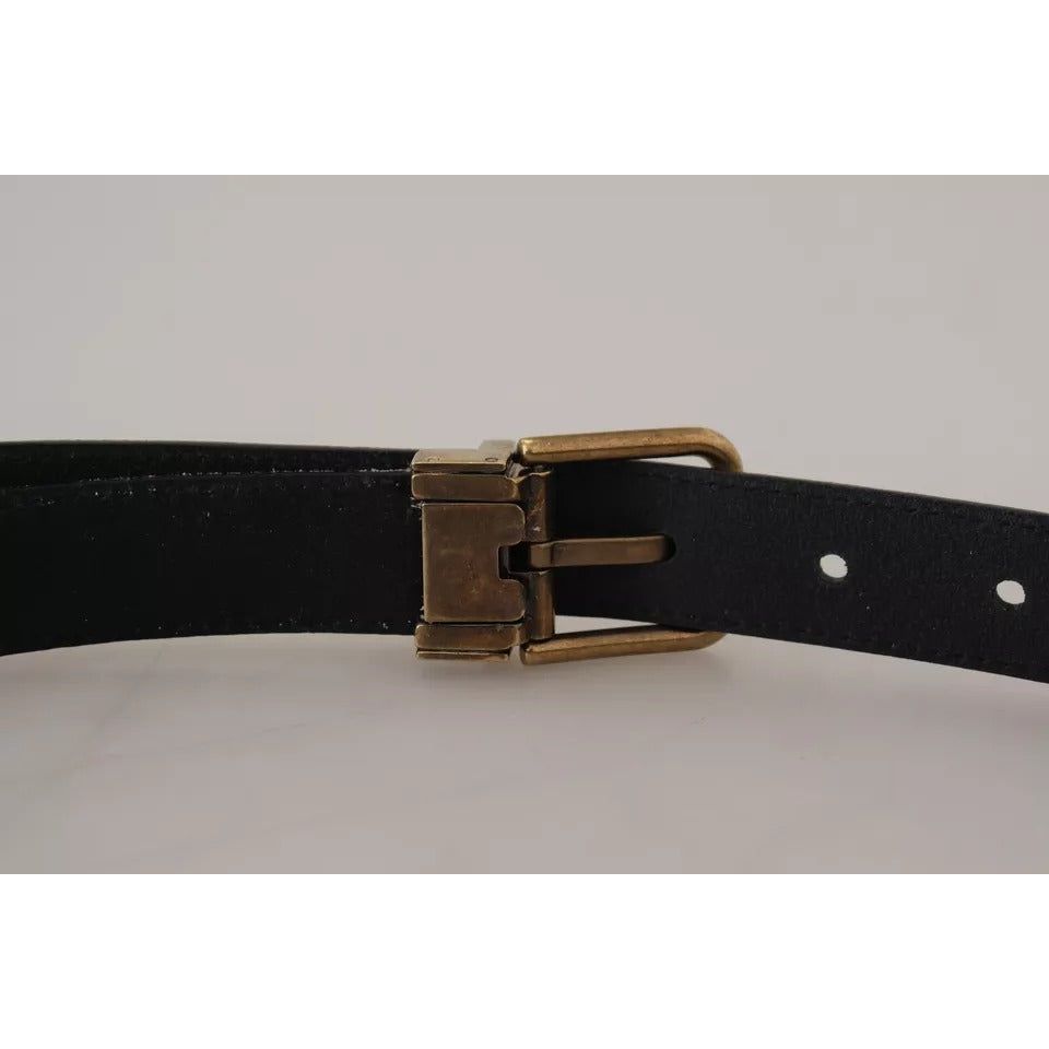 Dolce & Gabbana Beige Velvet Leather Gold Tone Metal Buckle Belt BEL8924-80
