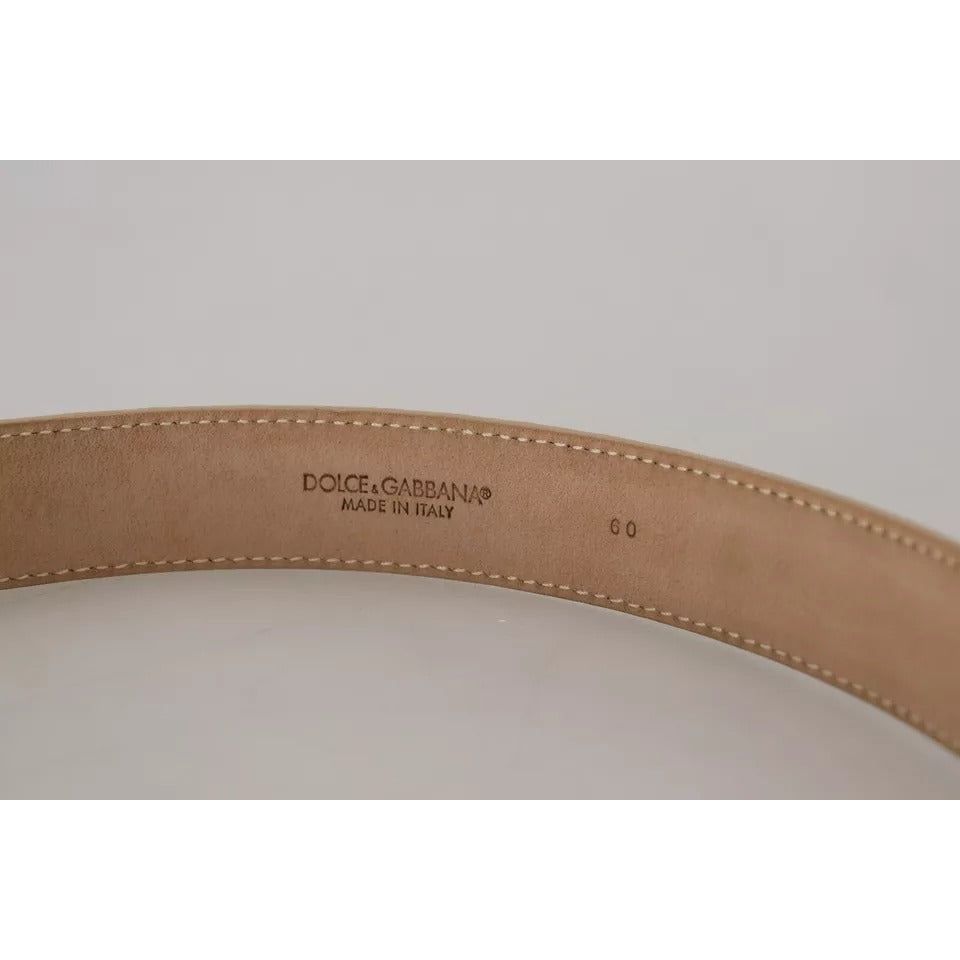Dolce & Gabbana Beige Leather Crystal Buckle Women Belt WMB235-60